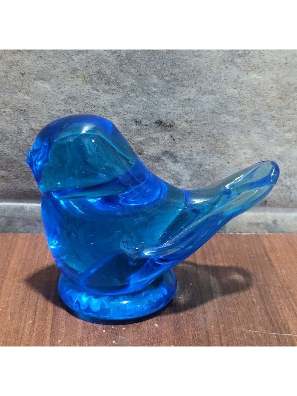 Bluebird of Happiness Blue Glass Bird Figurine Signed Leo Ward 1992